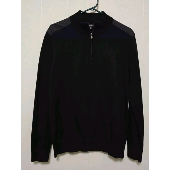 Michael Kors Mens 1/2 Zip Pullover Sweater Size Medium Black - Picture 1 of 6